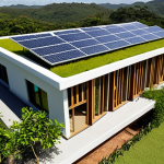 **Image Prompt:** A modern, eco-friendly building in Brazil, showcasing sustainable architecture with solar panels, a green roof, and native landscaping. The building is designed with large windows to maximize natural light. Focus on the harmony between the building and its environment, capturing the essence of sustainable design. Include the LEED certification logo subtly in the scene.