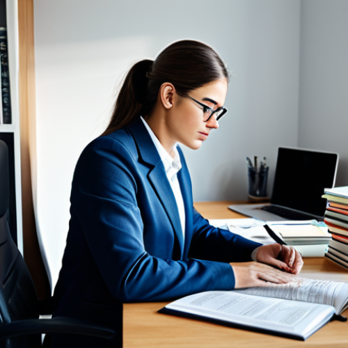 **

A focused environmental engineer, fully clothed in professional attire, studying diligently at a well-organized desk filled with textbooks and notes, safe for work, appropriate content, perfect anatomy, natural proportions, high-quality rendering, in a brightly lit, modern home office, modest and professional.

**