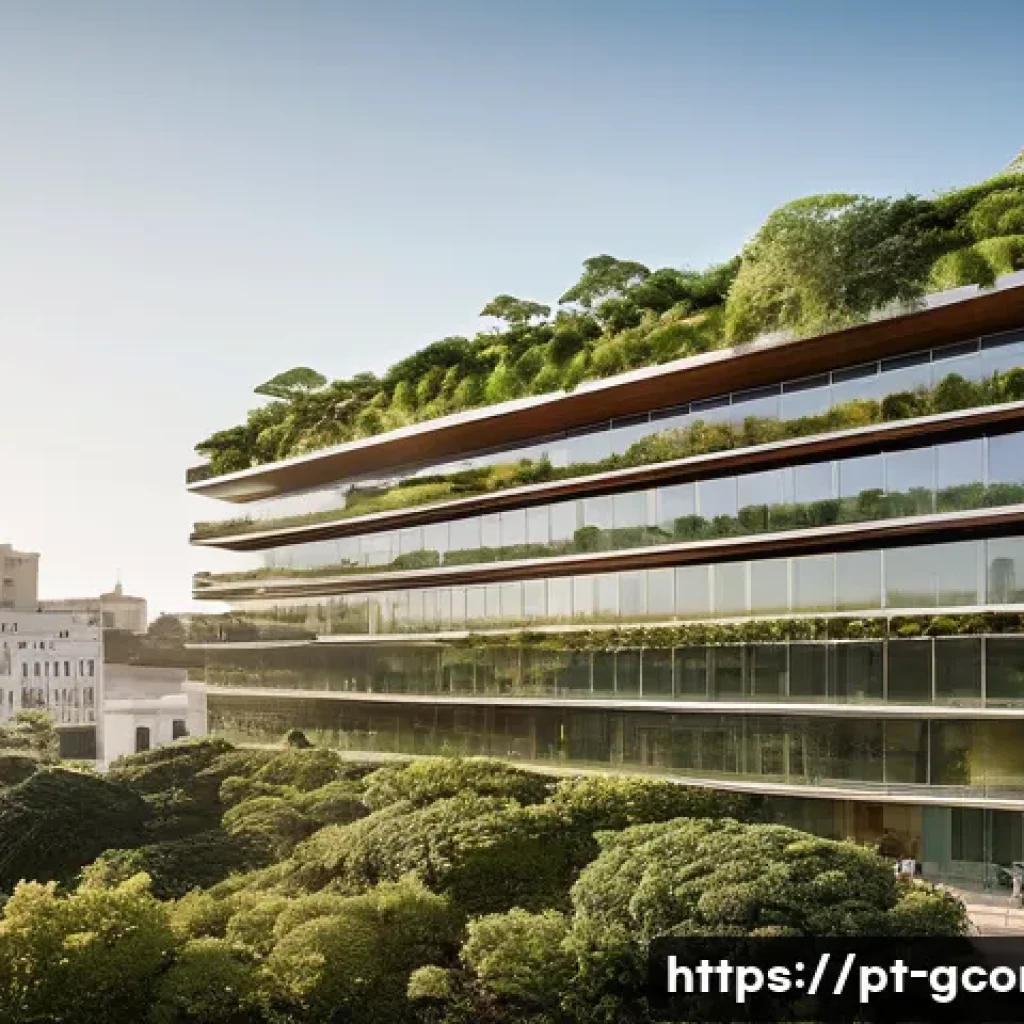 친환경건설기사 학습 필수 이론 - **Sustainable Architectural Masterpiece with LEED Certification:**
"A sleek, modern, multi-story...