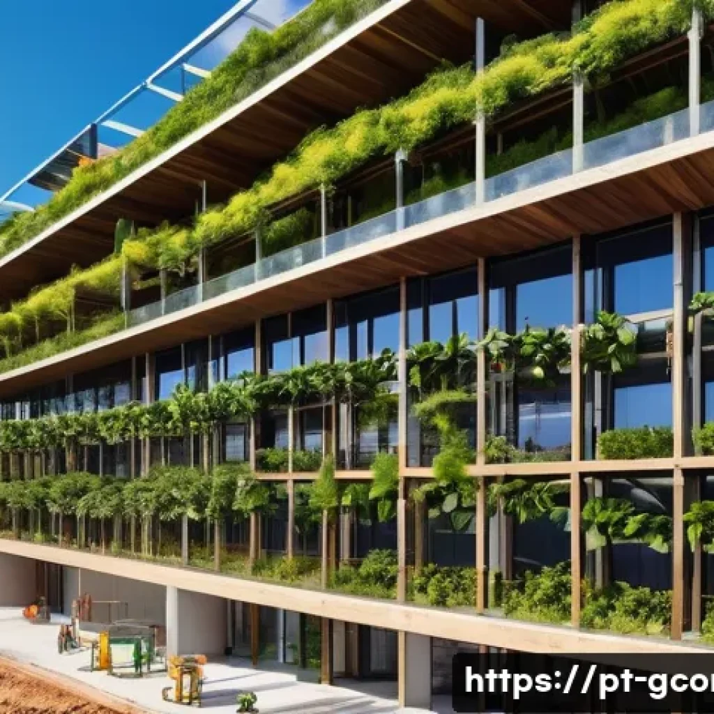 친환경건설기사로서의 커리어 패스 - A modern sustainable construction site in a Brazilian urban setting, featuring eco-friendly building...