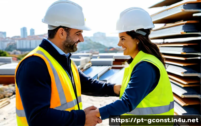 친환경건설기사 자격증 취득 후 이직 사례 - Photorealistic career-transition scene in Portugal: a confident middle-aged construction professiona...